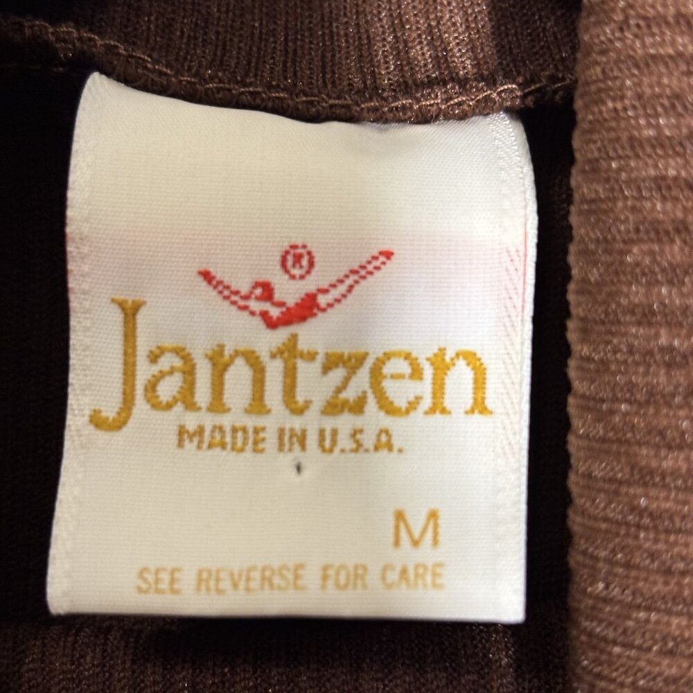 Vintage 70's Jantzen Chocolate Brown Ribbed Long Sleeve Turtleneck Top Medium - Picture 2 of 9